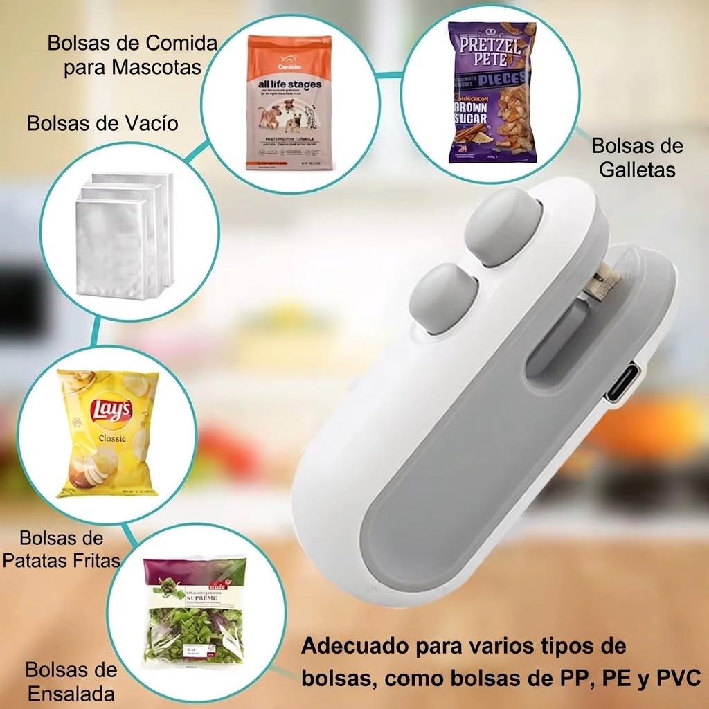 SELLADORA DE BOLSAS RECARGABLE PORTATIL