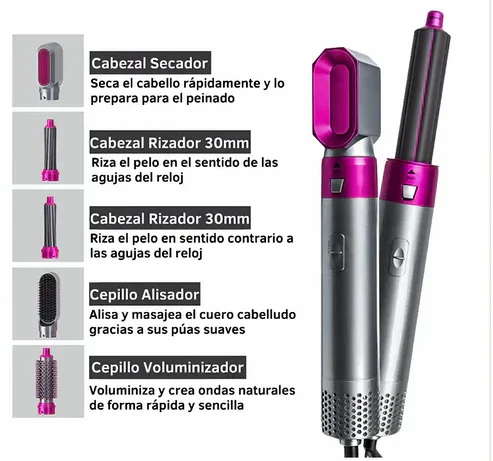 Cepillo Secador 5 En 1 Profesional